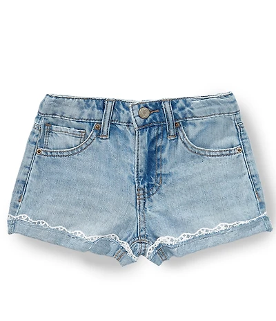 Hippie Girl Little Girls Denim Lace Trim Shorts