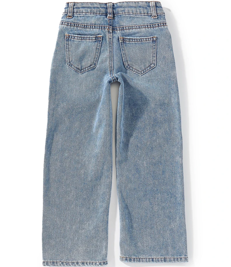 Hippie Girl Little Girls Rhinestone Embellished Butterfly Wide Leg Jeans