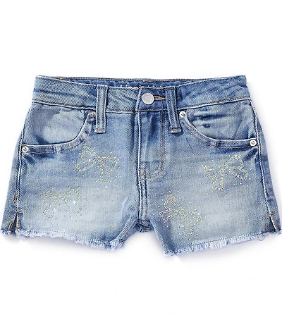 Hippie Girl Little Girls Graphic Bow Bling Shorts