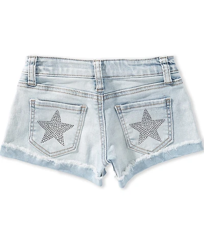 Hippie Girl Little Girls Star Bling Fringe Detail Denim Shorts