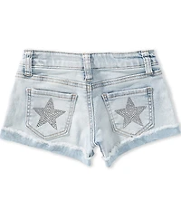 Hippie Girl Little Girls Star Bling Fringe Detail Denim Shorts