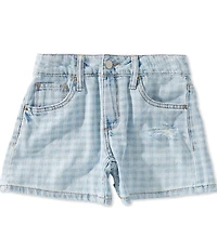 Hippie Girl Little Girls Destructed Gingham Denim Shorts