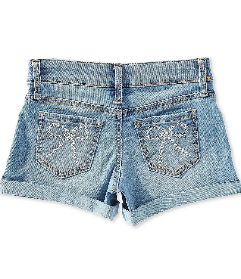 Hippie Little Girls Pearl Bow Denim Shorts