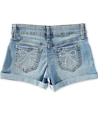 Hippie Little Girls Pearl Bow Denim Shorts