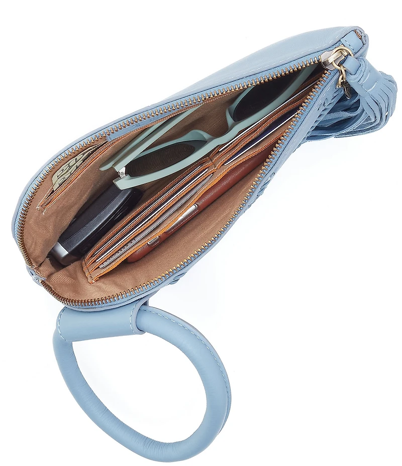 HOBO Blue Bell Woven Sable Ring Handle Wristlet Bag