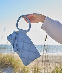 HOBO Blue Bell Woven Sable Ring Handle Wristlet Bag