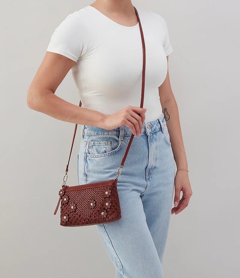 HOBO Darcy Floral Woven Leather Crossbody Bag