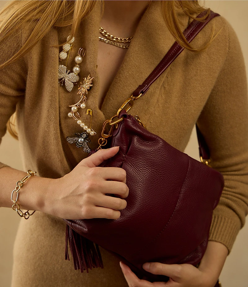 HOBO Kori Leather Tassel Convertible Crossbody Shoulder Bag