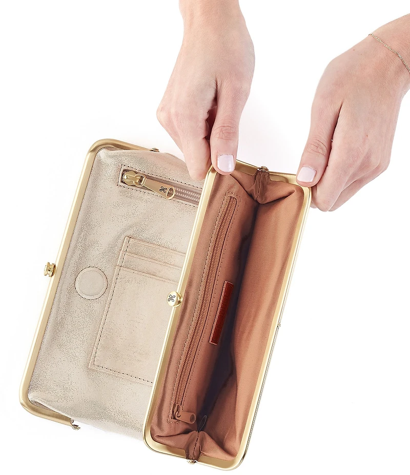 HOBO Lauren Metallic Shimmer Leather Clutch-Wallet
