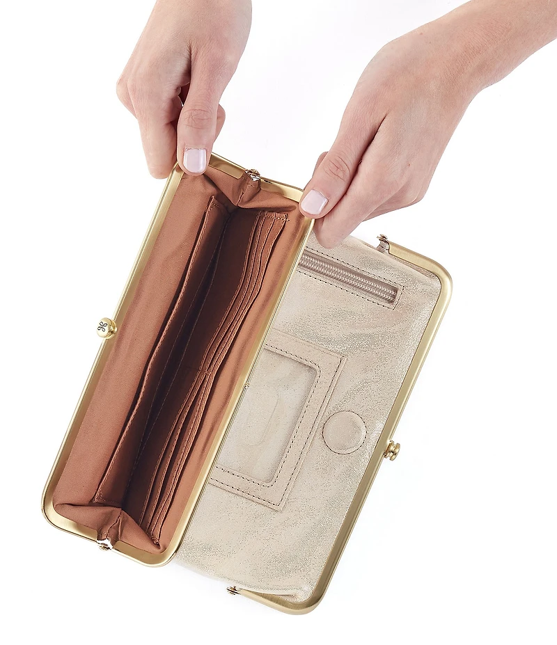 HOBO Lauren Metallic Shimmer Leather Clutch-Wallet