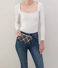 HOBO Lauren Woven Metallic Leather Wallet Clutch