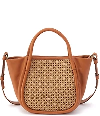 HOBO Margot Raffia Woven Detail Contrast Trim Satchel Bag
