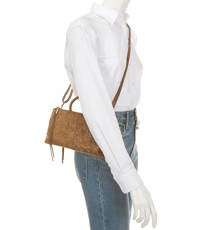 HOBO Mink Folkloare Sable Handle Tooled Crossbody Bag