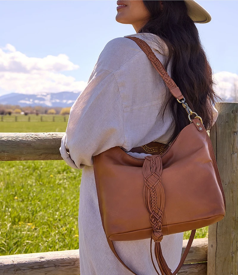 HOBO Pier Woven Fringe Tassel Shoulder Bag