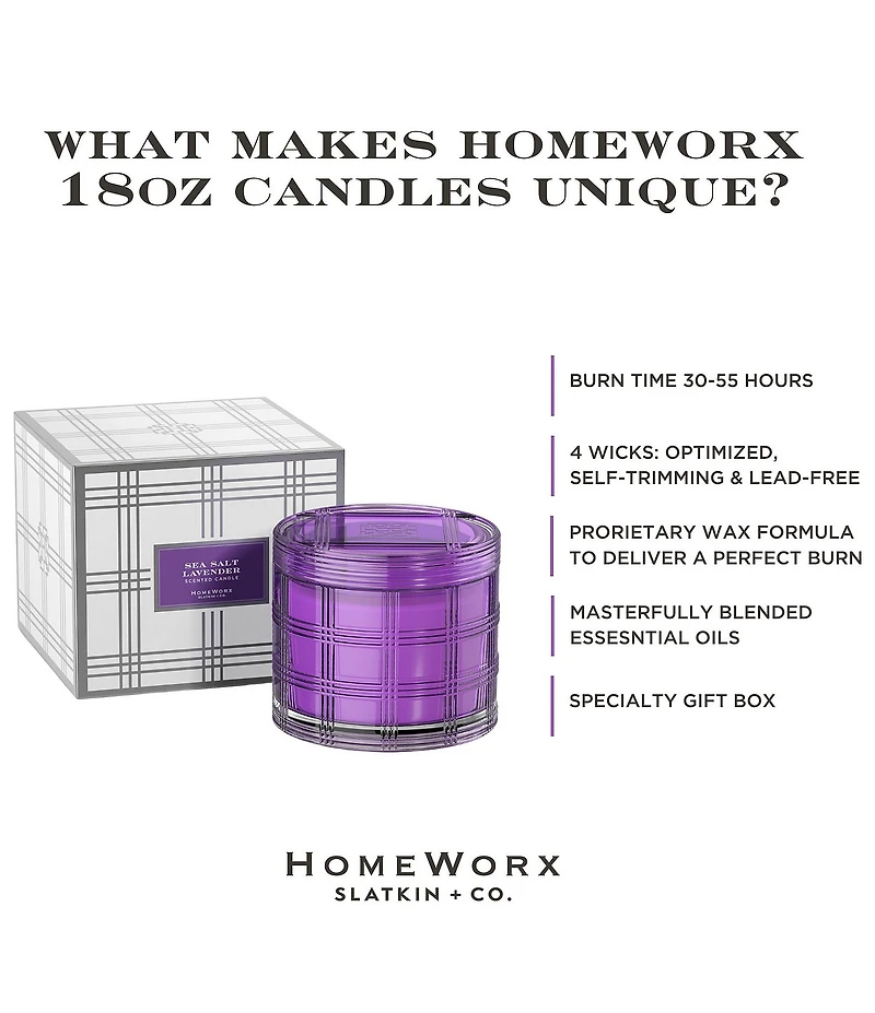 HomeWorx by Slatkin + Co. Sea Salt Lavender Candle, 18 oz.