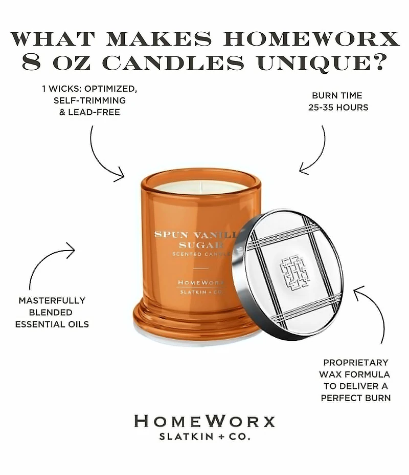 HomeWorx by Slatkin + Co. Spun Vanilla Sugar Candle, 8 oz.