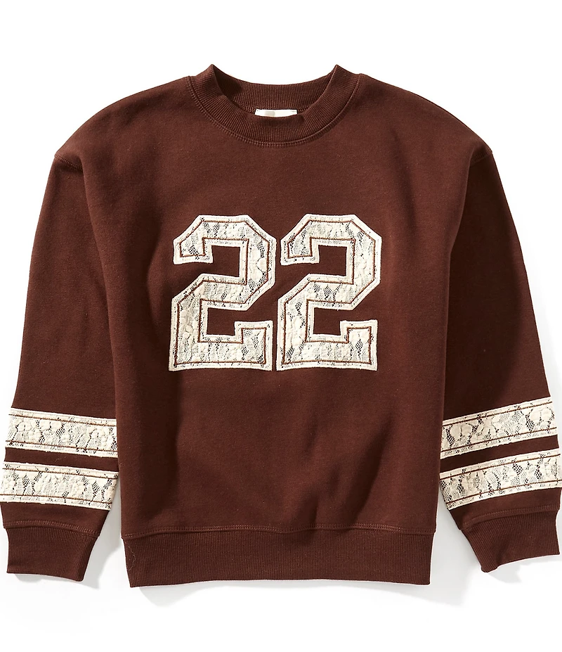 Honey & Sparkle Big Girl French Terry Lace Sleeve Pullover