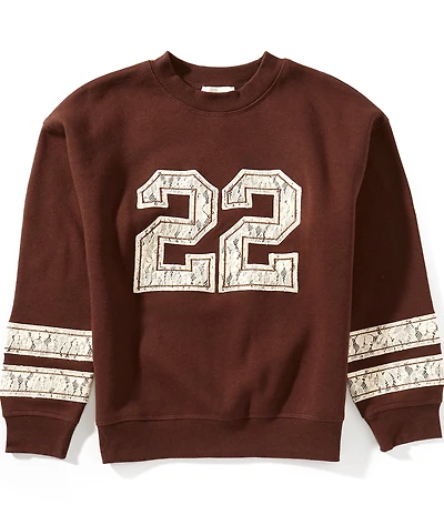 Honey & Sparkle Big Girl French Terry Lace Sleeve Pullover