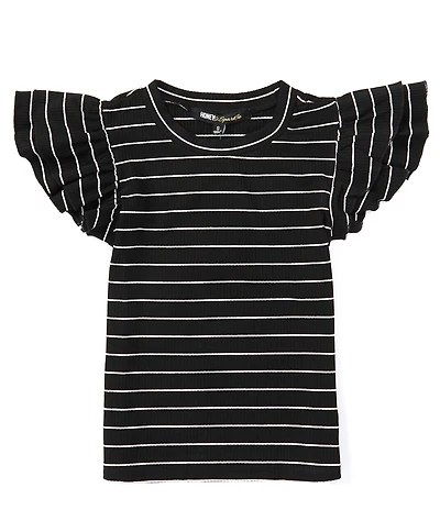 Honey & Sparkle Big Girls 7-16 Flutter Sleeve Striped T-Shirt