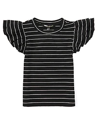 Honey & Sparkle Big Girls 7-16 Flutter Sleeve Striped T-Shirt