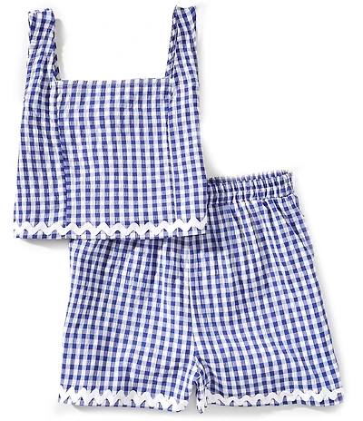 Honey & Sparkle Big Girls Gingham Printed Smocked Tank & Shorts Set