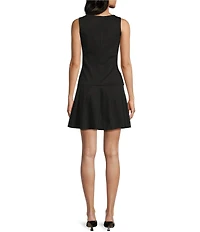 Honey & Sparkle Boat Neck Sleeveless Drop Waist Pleated Dress