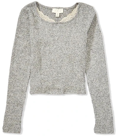Honey & Sparkle Big Girls Long Sleeve Brushed Rib Trim Top