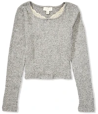 Honey & Sparkle Big Girls Long Sleeve Brushed Rib Trim Top