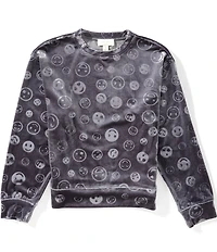 Honey & Sparkle Big Girls Long-Sleeve Heart-Printed Velour Sweatshirt
