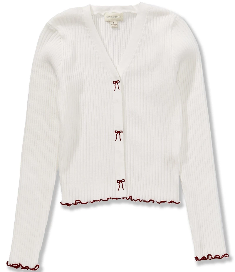 Honey & Sparkle Big Girls Long-Sleeve Rib-Knit Cardigan