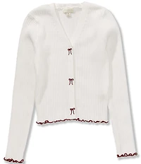 Honey & Sparkle Big Girls Long-Sleeve Rib-Knit Cardigan