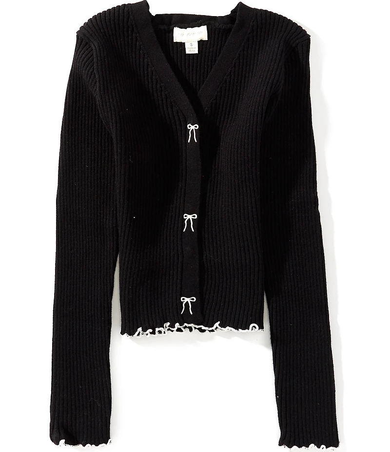 Honey & Sparkle Big Girls Long-Sleeve Rib-Knit Cardigan