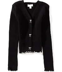 Honey & Sparkle Big Girls Long-Sleeve Rib-Knit Cardigan