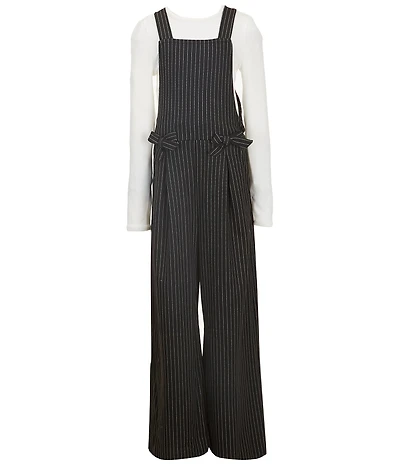 Honey & Sparkle Big Girls Sleeveless Striped Wide-Leg Jumpsuit & Long-Sleeve Solid Top Set