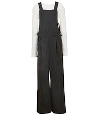 Honey & Sparkle Big Girls Sleeveless Striped Wide-Leg Jumpsuit & Long-Sleeve Solid Top Set