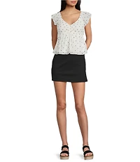 Honey & Sparkle Clip Dot Embroidered Flutter Sleeve Smocked Baby Doll Top