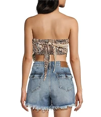 Honey & Sparkle Bandana Printed Strapless Tie Back Pointed Hem Top
