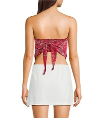 Honey & Sparkle Bandana Printed Strapless Tie Back Pointed Hem Top