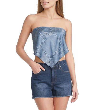 Honey & Sparkle Bandana Printed Tie Back Pointed Hem Top