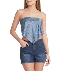 Honey & Sparkle Bandana Printed Tie Back Pointed Hem Top