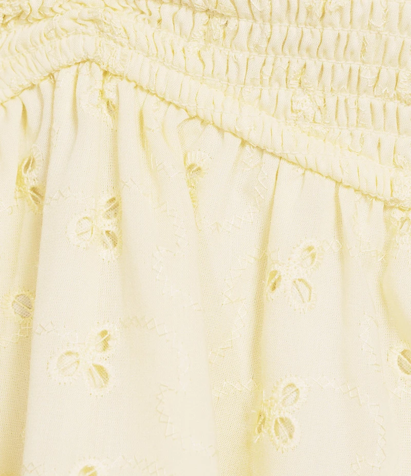 Honey & Sparkle Embroidered Eyelet Smocked Baby Doll Top