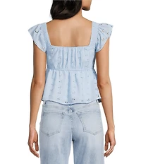 Honey & Sparkle Embroidered Eyelet Smocked Baby Doll Top