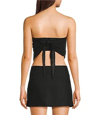 Honey & Sparkle Embroidered Eyelet Tie Back Pointed Hem Top