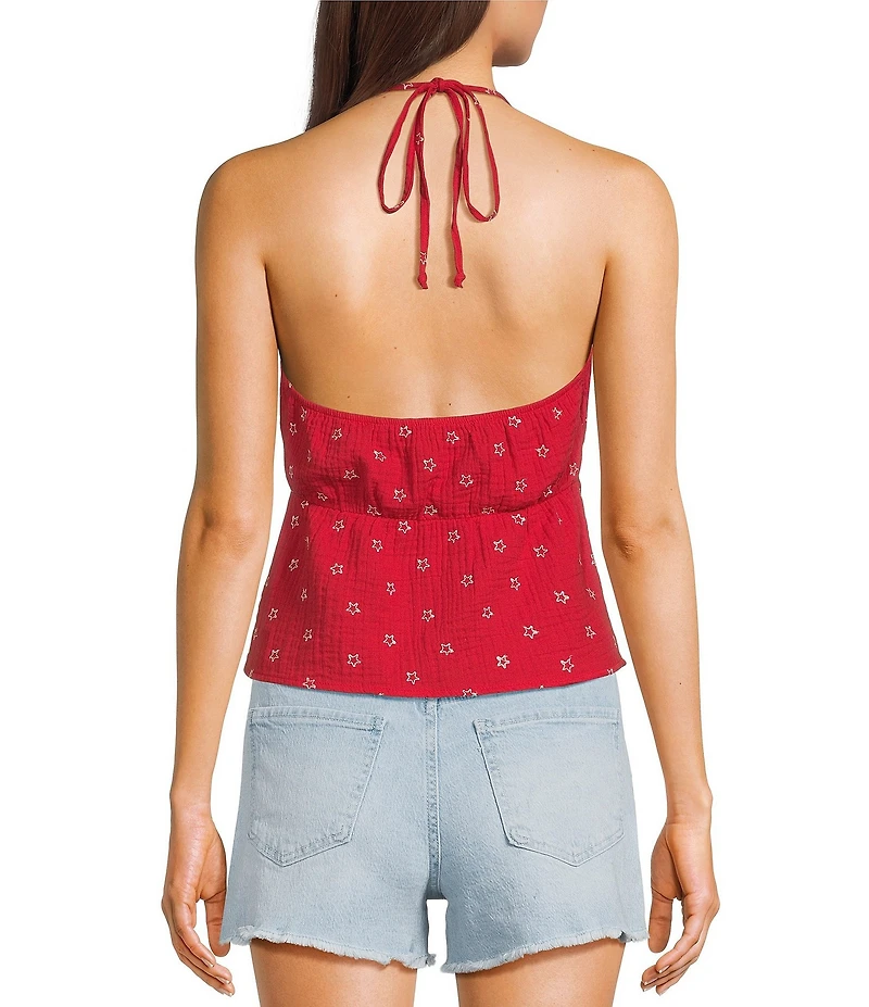Honey & Sparkle Embroidered Halter Top