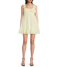Honey & Sparkle Eyelet Ruched Scoop Neck Tiered Babydoll Mini Dress