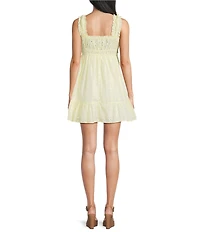 Honey & Sparkle Eyelet Ruched Scoop Neck Tiered Babydoll Mini Dress