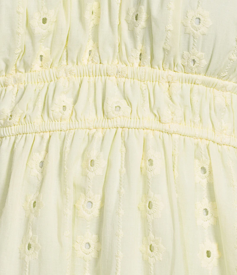 Honey & Sparkle Eyelet Ruched Scoop Neck Tiered Babydoll Mini Dress