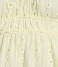 Honey & Sparkle Eyelet Ruched Scoop Neck Tiered Babydoll Mini Dress