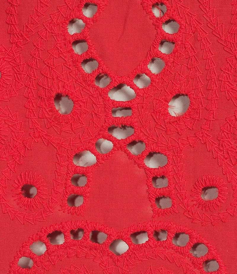 Honey & Sparkle Eyelet Short Sleeve Tie Front Blouse