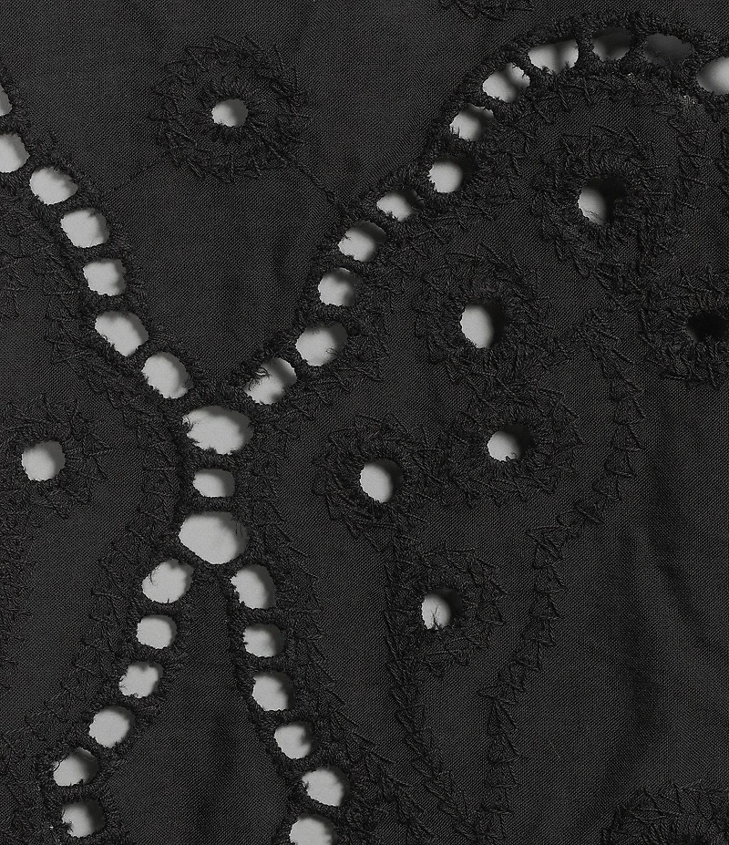 Honey & Sparkle Eyelet Short Sleeve Tie Front Blouse